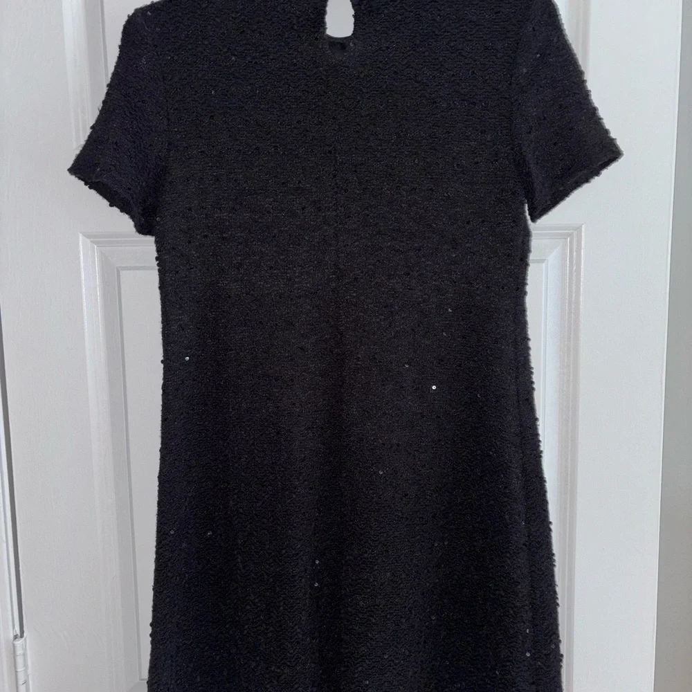 Black Elle Sequin Mini Dress with Peter Pan Collar - Picture 5 of 7